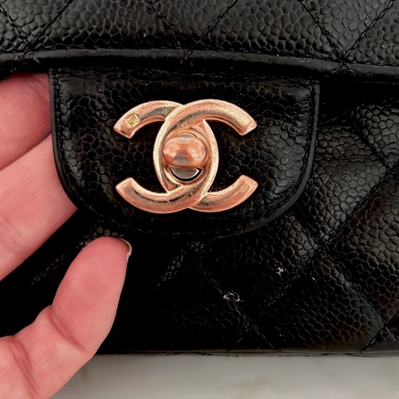 Authentic Vintage Classic Double Flap Quilted Lambskin Medium Purse NEEDS FIXING - Picture 8 of 16